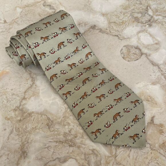 Authentic HERMES Paris Equestrian Rocking Horse 100% Silk Tie - Picture 2 of 8